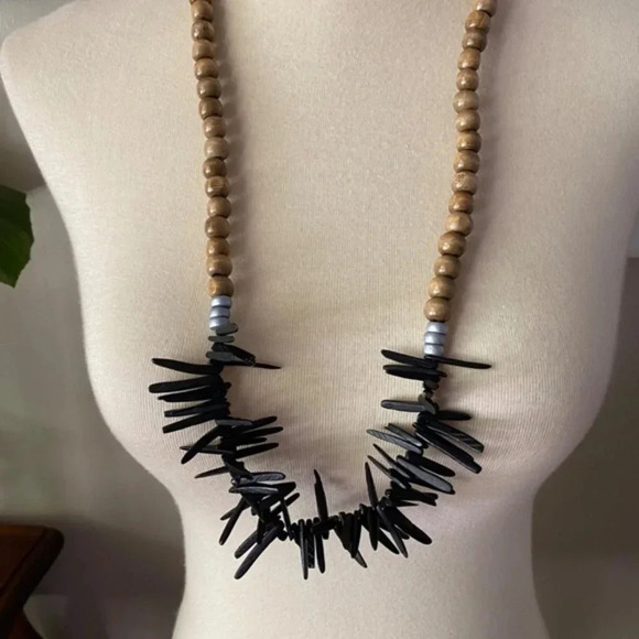 Bijou Brown & Black Barbados Statement Necklace - Picture 5 of 7